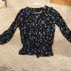 Banana republic black flower print top